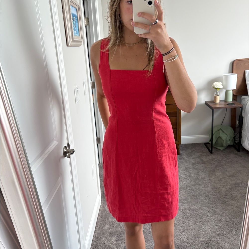 Old Navy Red Linen Dress